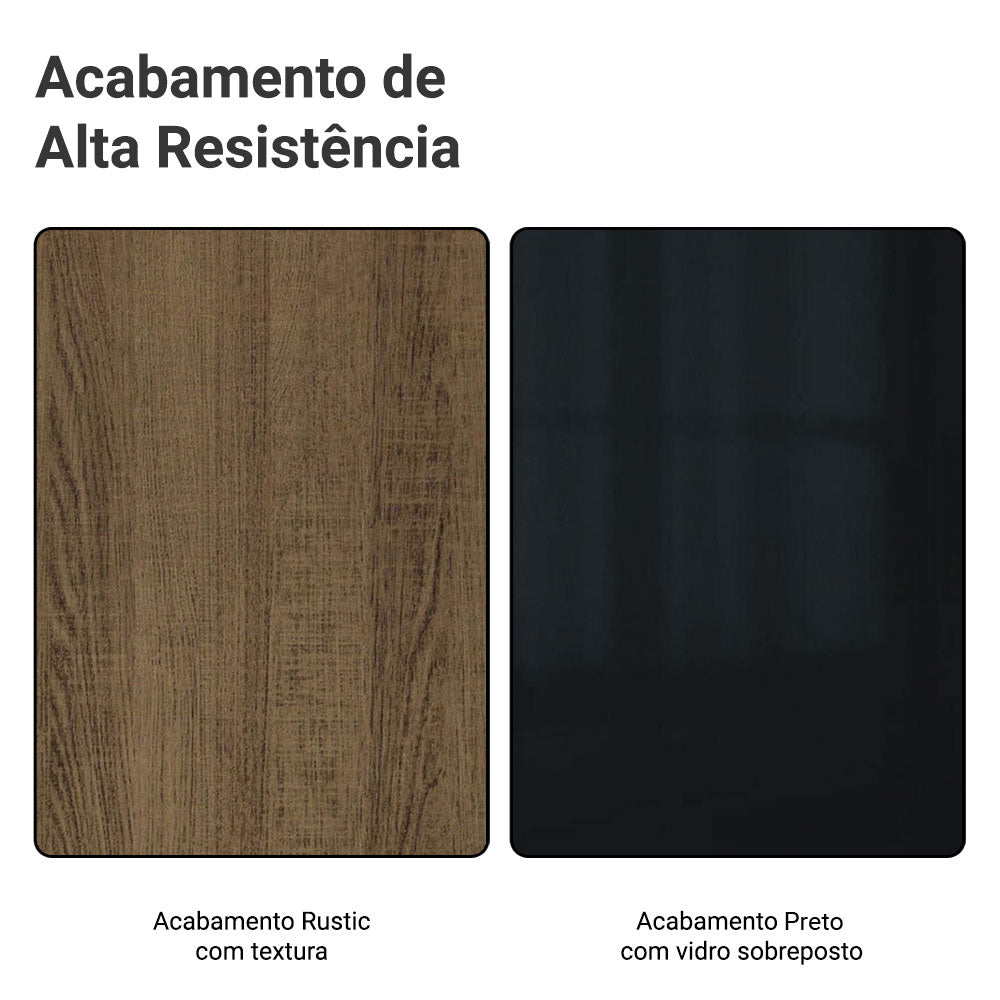 Balcão de Cozinha 80 cm 2 Gavetas Rustic/Preto Lux Madesa