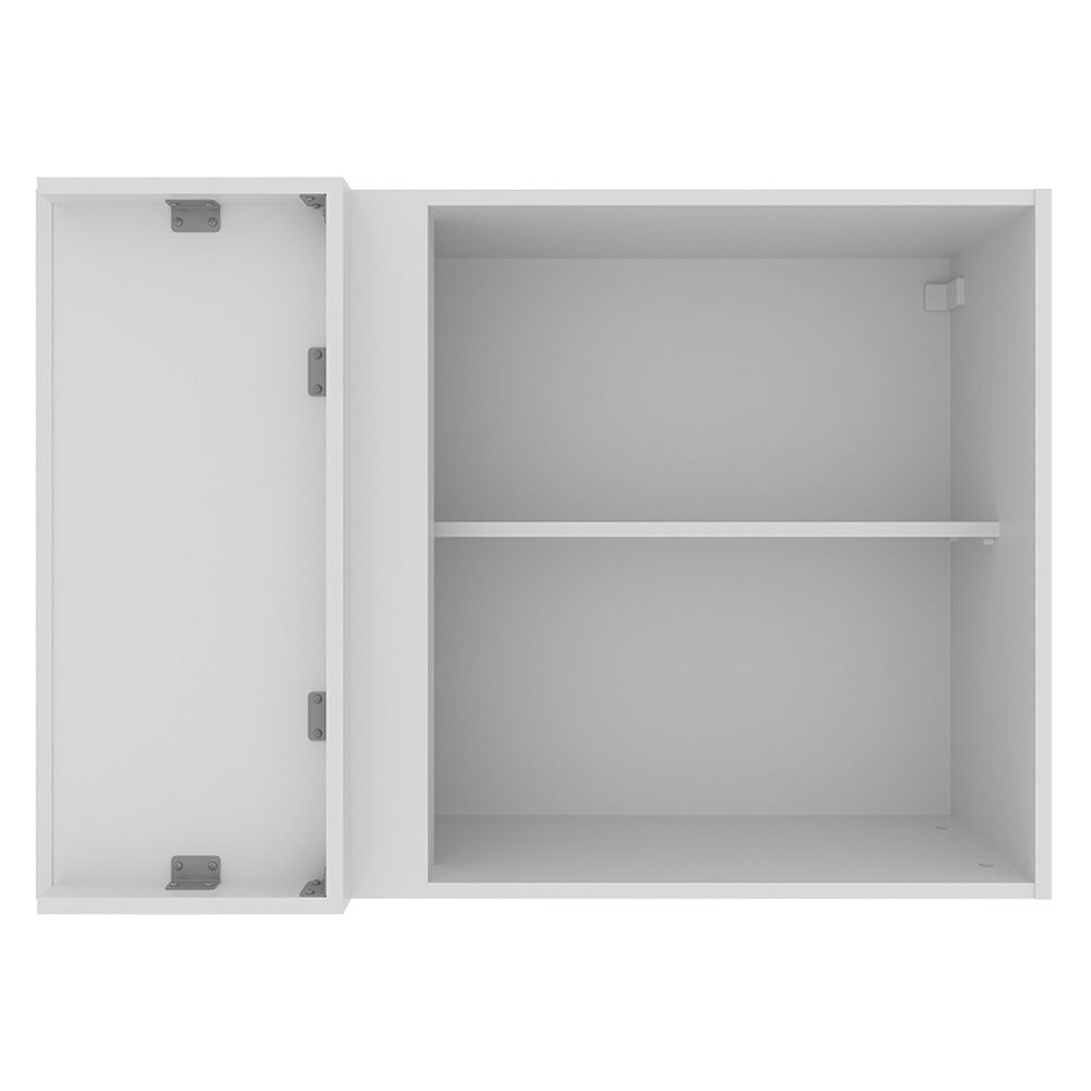 Armário Aéreo de Canto Madesa Glamy 1 Porta Branco/Preto