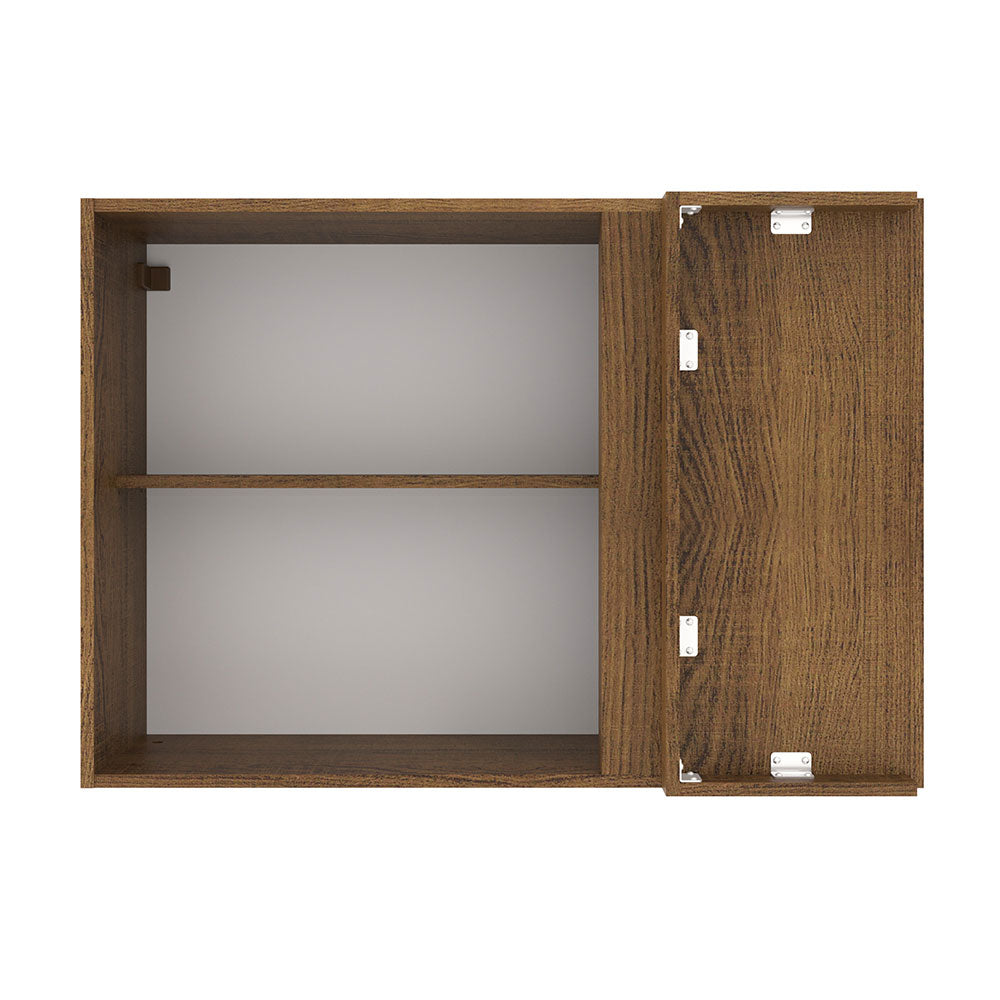 Armário Aéreo de Canto Madesa Agata 1 Porta Rustic/Preto