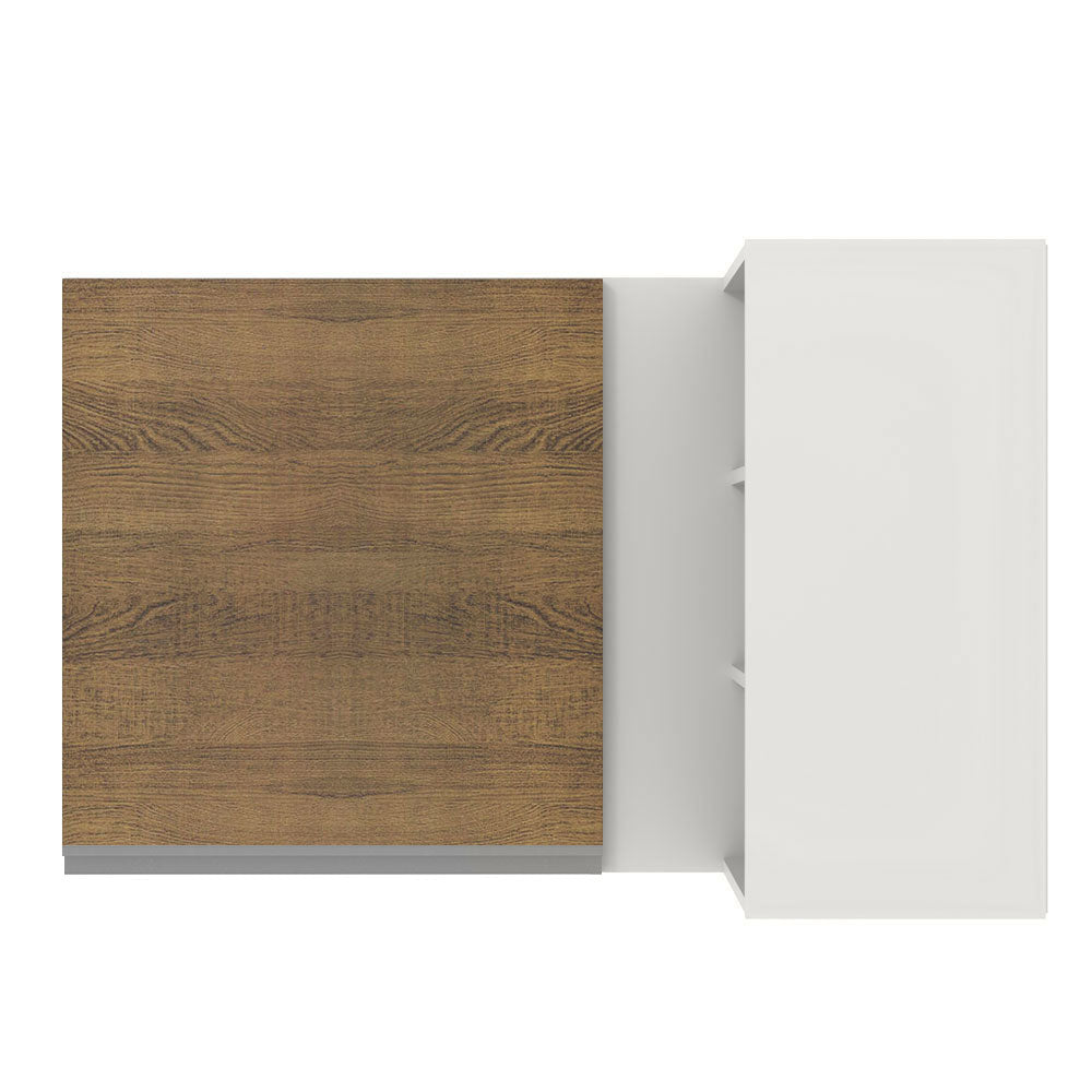 Armário Aéreo de Canto Madesa Glamy 1 Porta para linha de 60 cm de profundidade Branco/Rustic