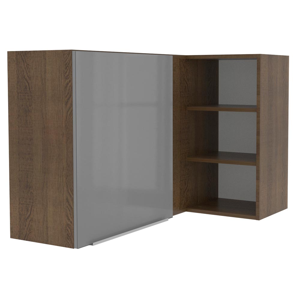 Armário Aéreo de Canto com Adega Acoplada Madesa Lux 1 Porta Rustic/Cinza