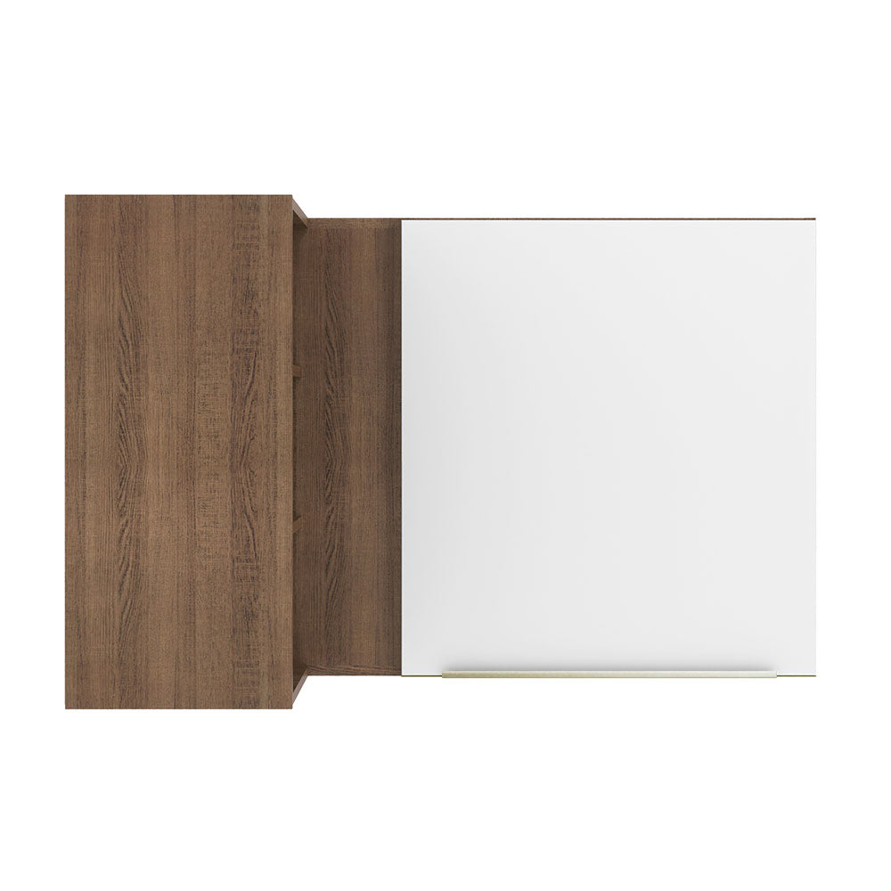 Armário Aéreo de Canto com Adega Acoplada Madesa Lux 1 Porta Rustic/Branco Veludo