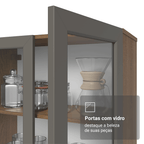 Cristaleira Suspensa 70 cm 2 Portas de Vidro Rustic/Cinza Vik Madesa