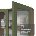 Cristaleira Suspensa 70 cm 2 Portas de Vidro Rustic/Verde Vik Madesa