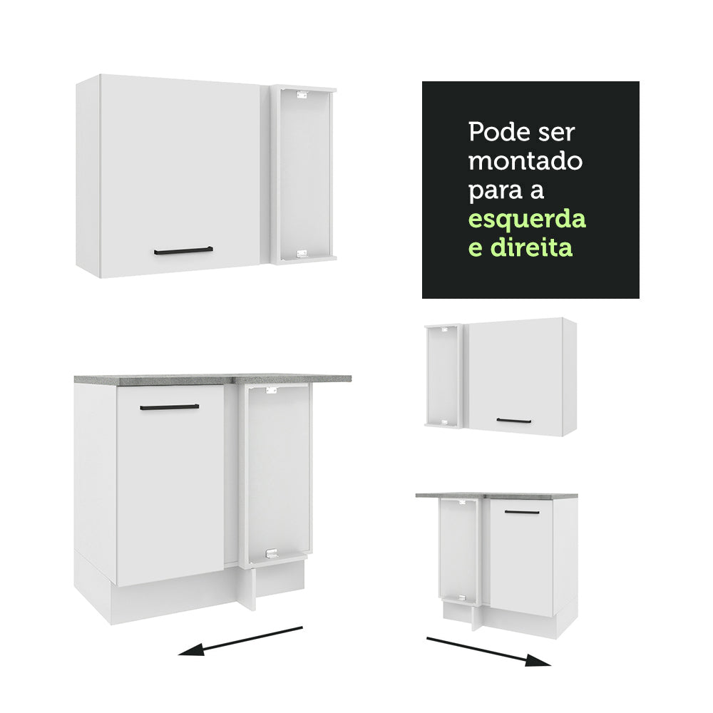 Armário de Cozinha Completa de Canto 389cm Branco Agata Madesa 01