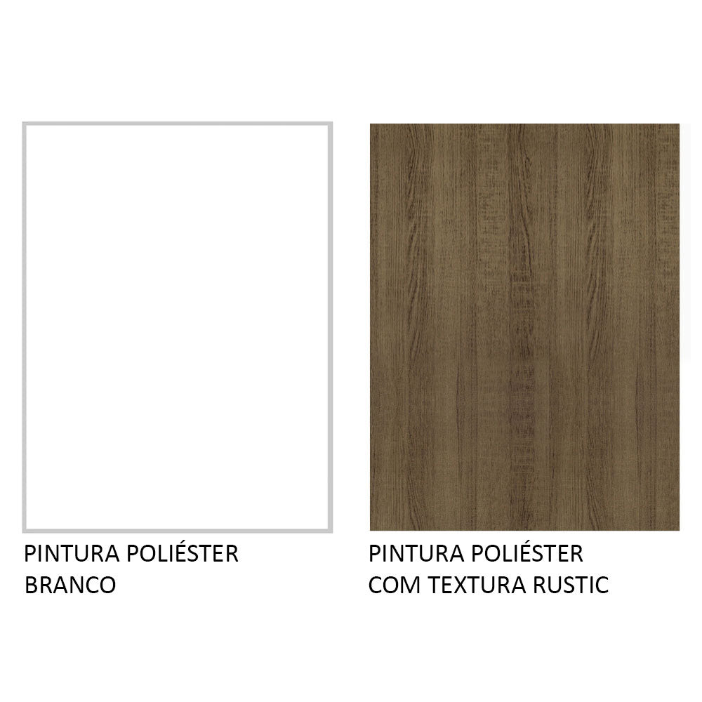 Armário de Cozinha Completa de Canto 486cm Branco Tampo Rustic 60cm de Profundidade Agata Madesa 01