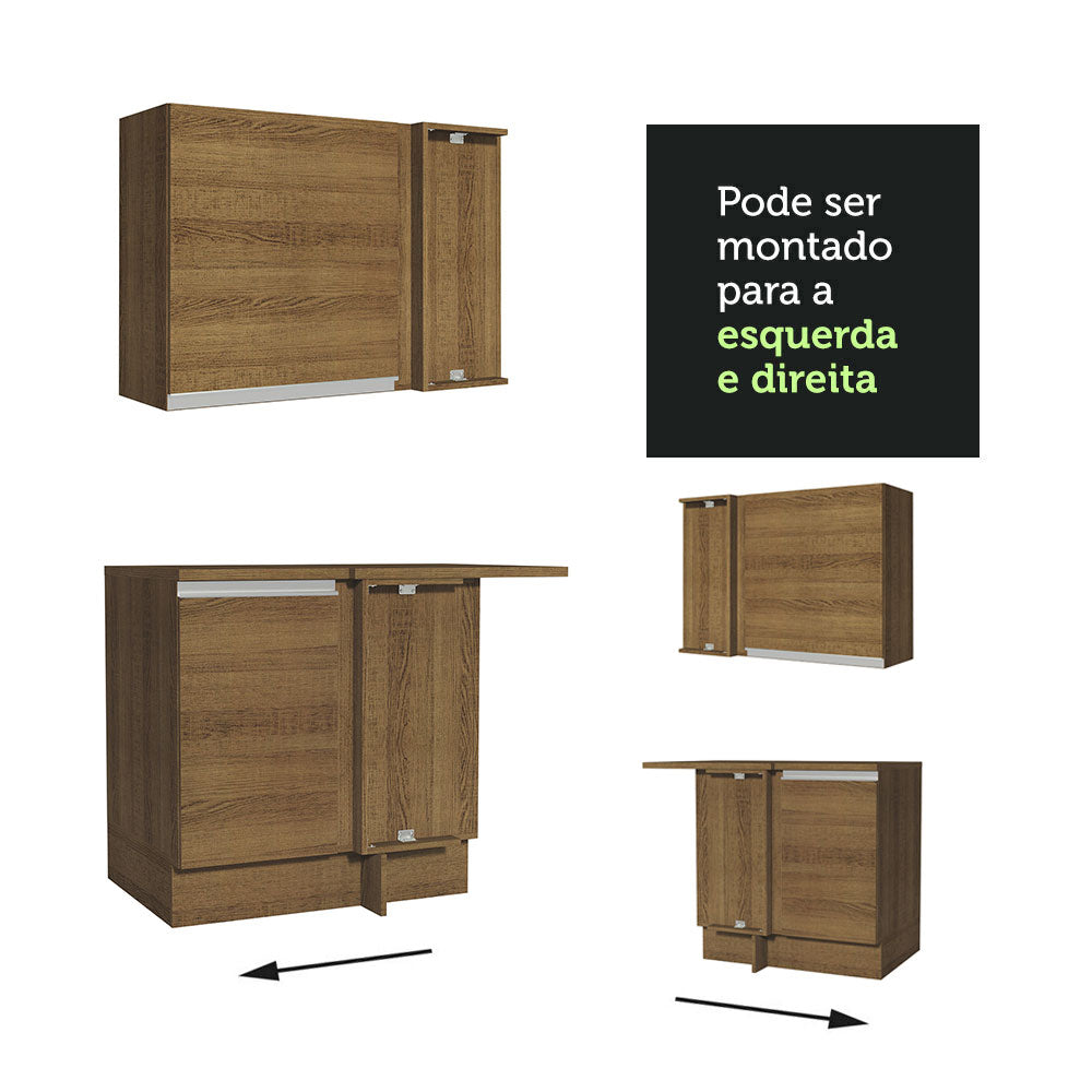 Armário de Cozinha Completa de Canto 349cm Rustic Glamy Madesa 06