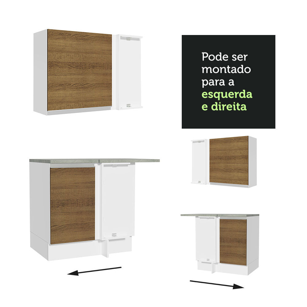 Armário de Cozinha Completa de Canto 349cm Branco/Rustic Glamy Madesa 07