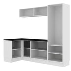 Kit Área De Serviço Madesa Acordes 100% MDF com Armário e Balcão de Canto Portas Branco Brilho