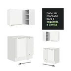 Armário de Cozinha Completa de Canto 546 x 60 cm Branco/Branco Veludo Lux Madesa 01