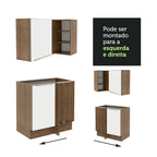 Armário de Cozinha Completa de Canto 546 x 60 cm Rustic/Branco Veludo Lux Madesa 01