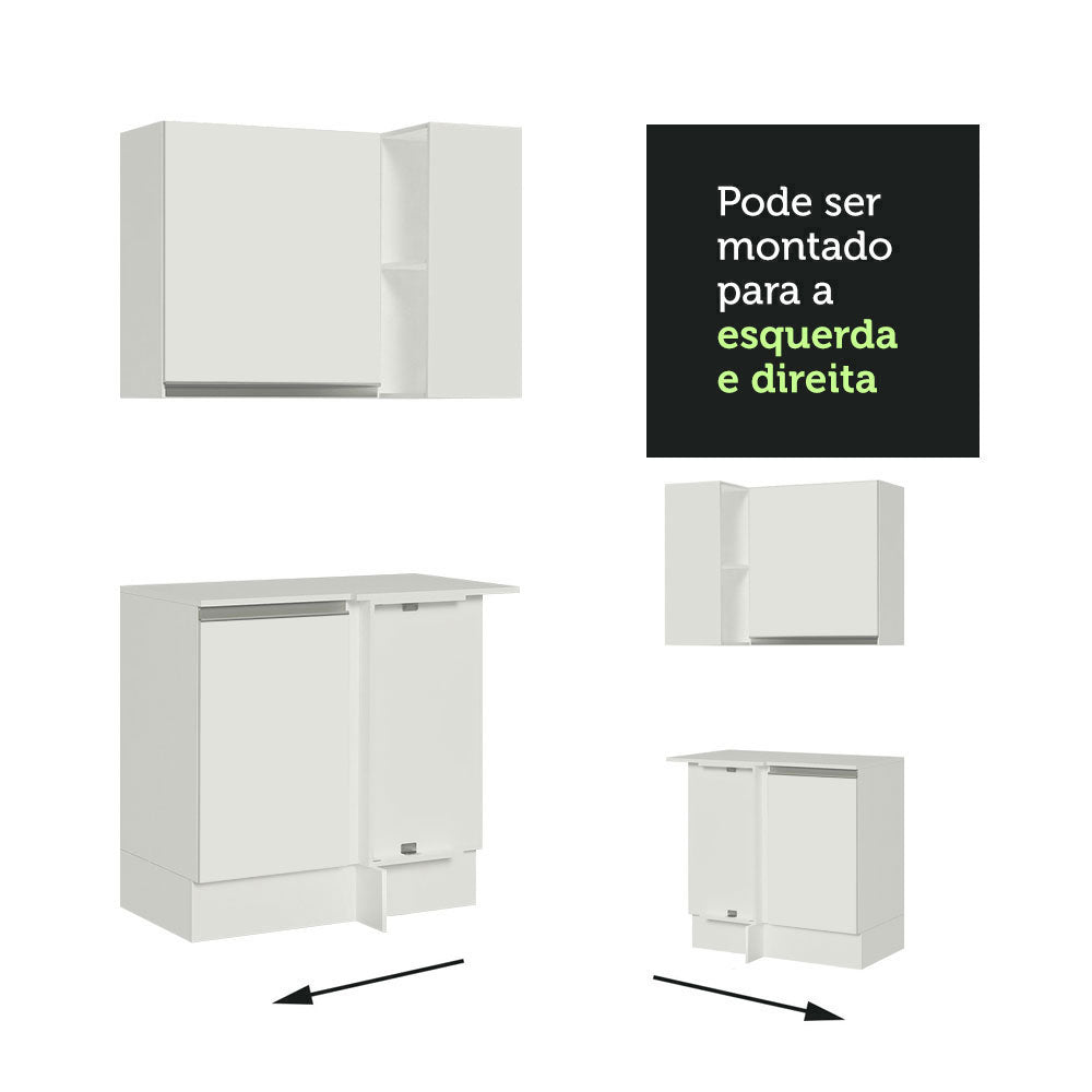 Kit Canto 100% MDF 2 Portas e Nicho Branco Smart Madesa