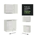 Kit Canto Madesa Smart 100% MDF 2 Portas e Nicho Frentes Branco Brilho
