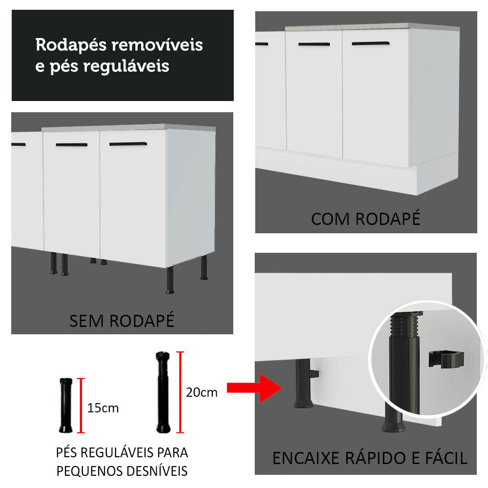 Armário de Cozinha Compacta 150cm Branco Agata Madesa 01