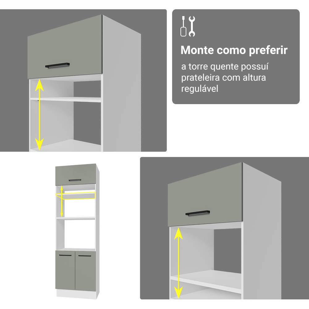 Armário de Cozinha Completa 340cm Branco/Cinza Agata Madesa 01