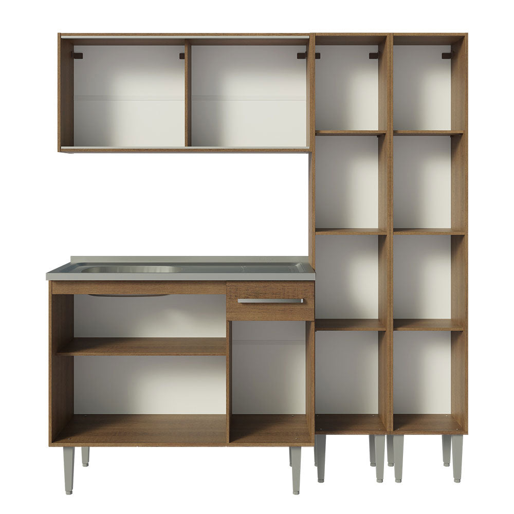 Armário de Cozinha Compacta 169cm com Pia Rustic Emilly Madesa 12