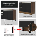 Armário de Cozinha Compacta 180cm Rustic/Preto Glamy Madesa 09