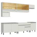Armário de Cozinha Completa 300cm Branco Verona Madesa 01SR