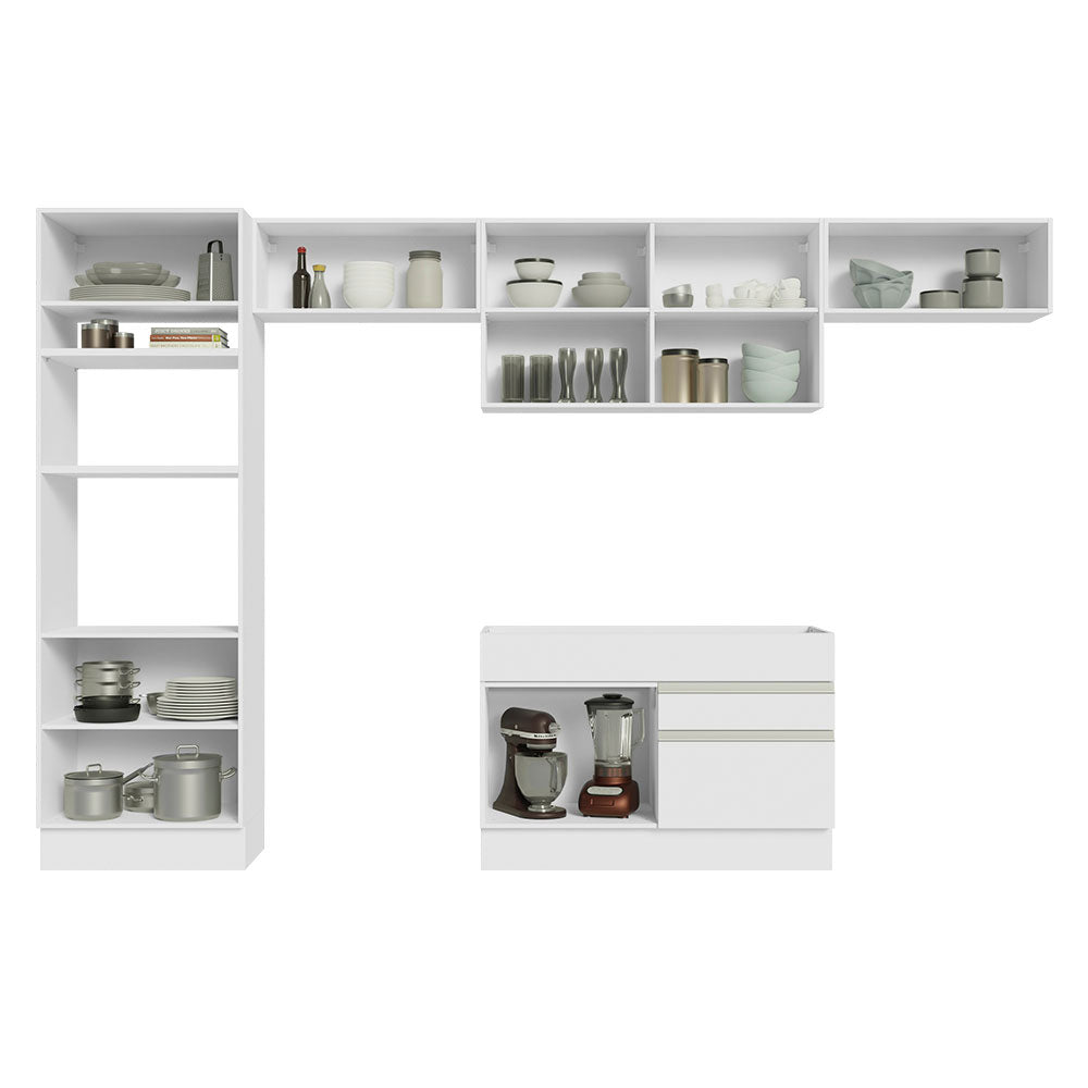 Armário de Cozinha Completa 350cm Branco Glamy Madesa 01