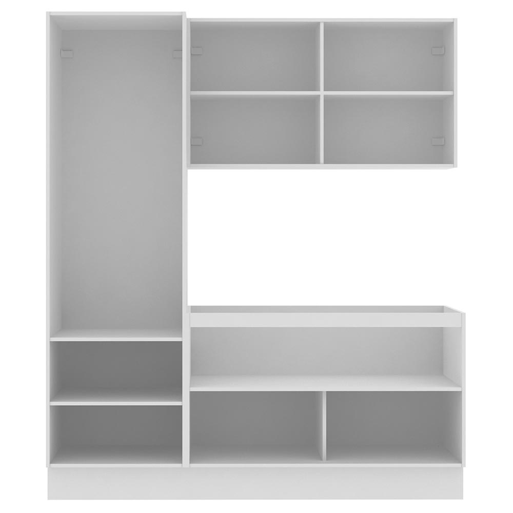 Kit Área De Serviço Madesa Acordes 100% MDF com Armário e Balcão Portas Branco Brilho