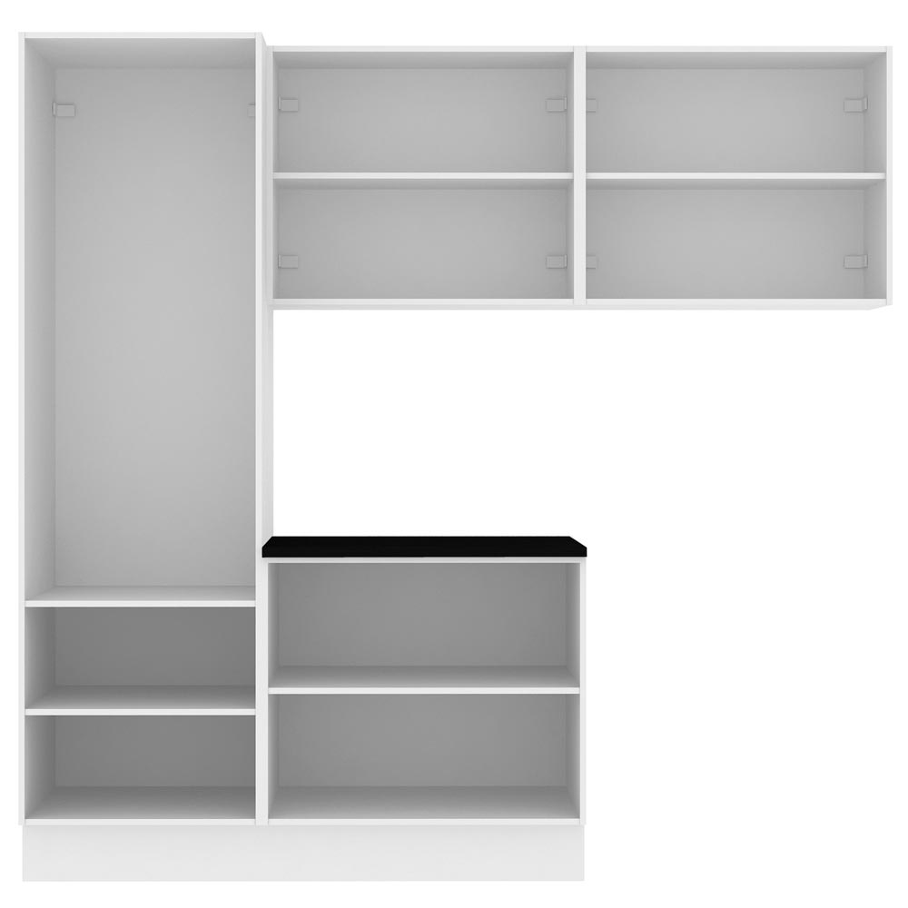 Kit Área De Serviço Madesa Acordes 100% MDF com Armário, Balcão e Torre Portas Branco Brilho