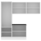 Kit Área De Serviço Madesa Acordes 100% MDF com Armário, Balcão e Torre Portas Branco Brilho