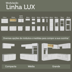 Armário de Cozinha Compacta 200 x 60 cm Branco Branco Veludo Lux Madesa 01