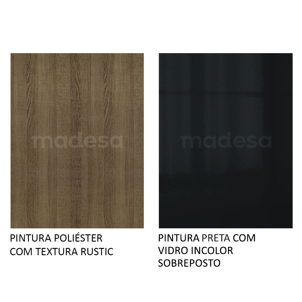 Armário de Cozinha Completa 240 x 60 cm Rustic/Preto Lux Madesa 03