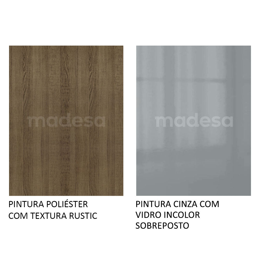 Armário de Cozinha Completa 240 x 60 cm Rustic/Cinza Lux Madesa 03