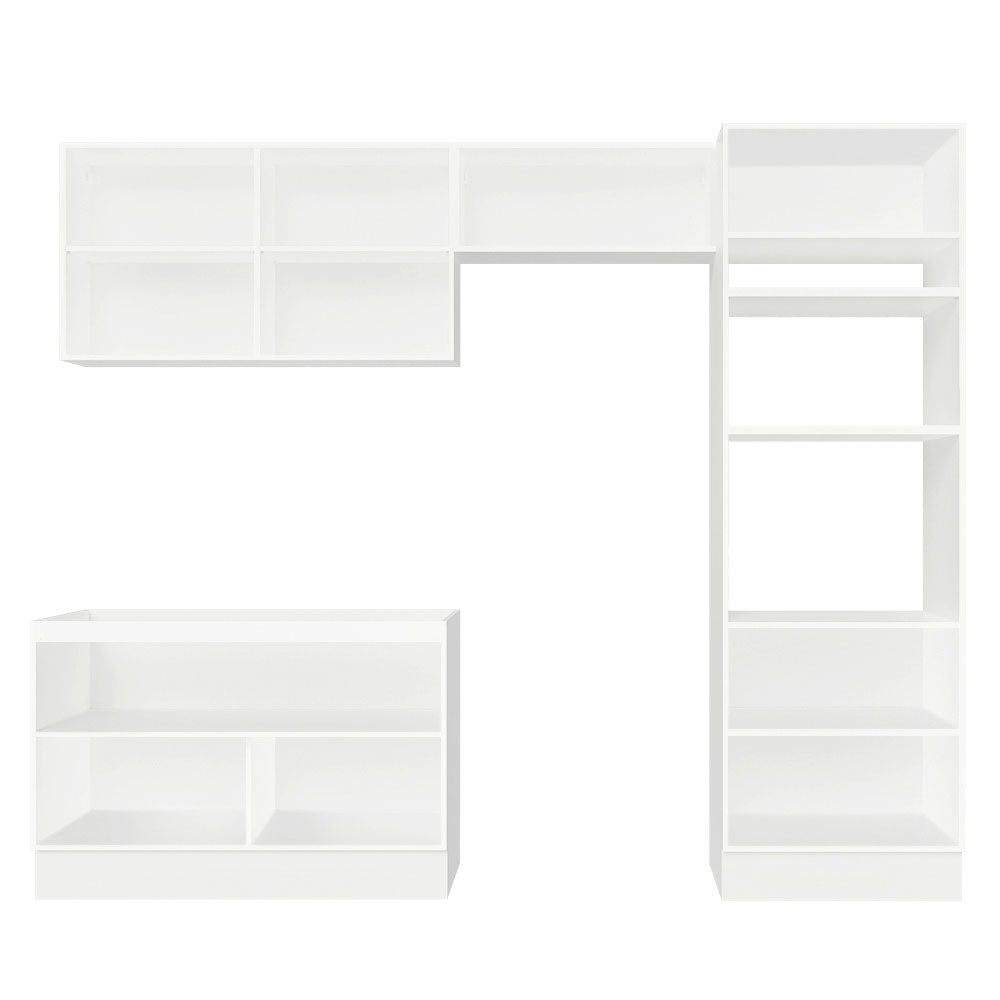 Armário de Cozinha Completa 270 x 60 cm Branco Branco Veludo Lux Madesa 01