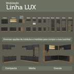 Armário de Cozinha Completa 270 x 60 cm Rustic/Preto Lux Madesa 04