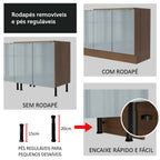Armário de Cozinha Completa 300 x 60 cm Rustic/Cinza Lux da Sabrina Madesa