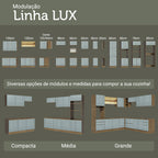 Armário de Cozinha Completa 310 x 60 cm Rustic/Cinza Lux Madesa 02
