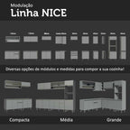 Armário de Cozinha Compacta 160cm Cinza Nice Madesa 01