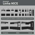 Armário de Cozinha Completa 260 cm Suspenso Preto Nice Madesa 04
