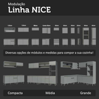 Armário de Cozinha Completa 240 cm Suspensa Cinza Nice Madesa 07