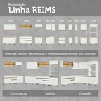 Kit com Dois Balcões de Cozinha 2 Portas 3 Gavetas (com tampo) Branco Reims Madesa