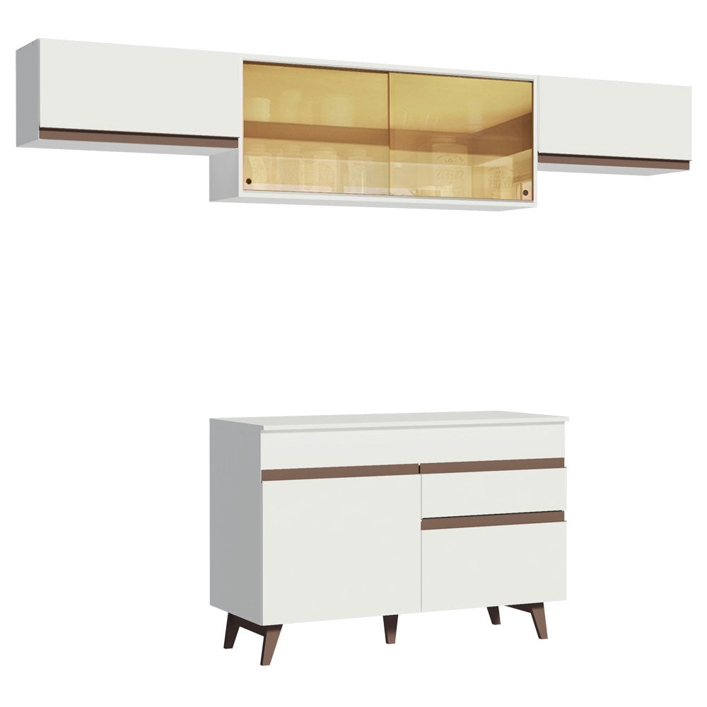 Armário de Cozinha Compacta Reims 260cm Branco Reims Madesa 03