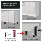 Armário de Cozinha Compacta 100% MDF 120 cm Frentes Branco Brilho Smart Madesa XP