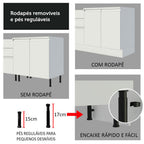 Armário de Cozinha Completa 100% MDF 300cm Branco Smart Madesa 02