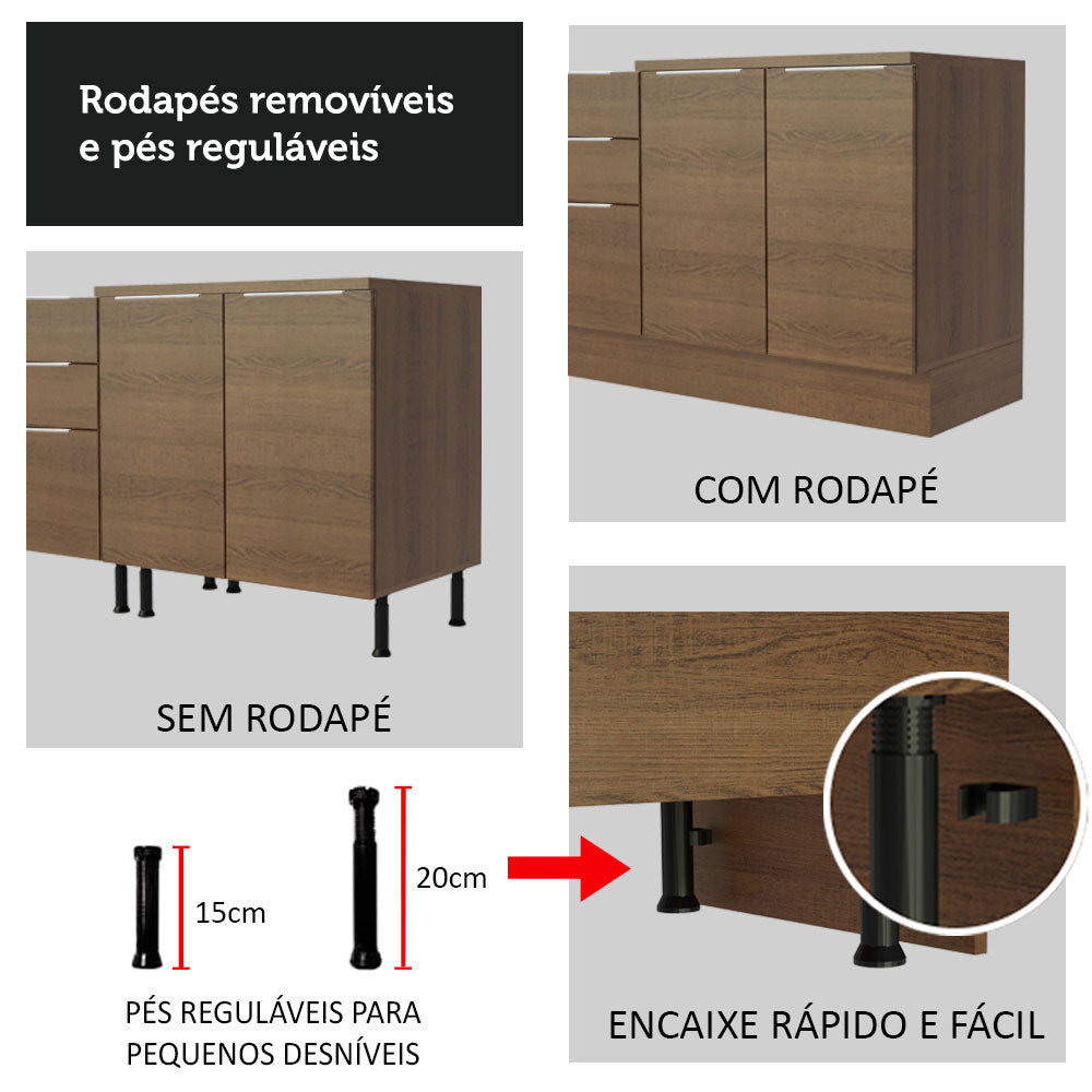 Armário de Cozinha Completa 270cm Rustic Stella Madesa 07