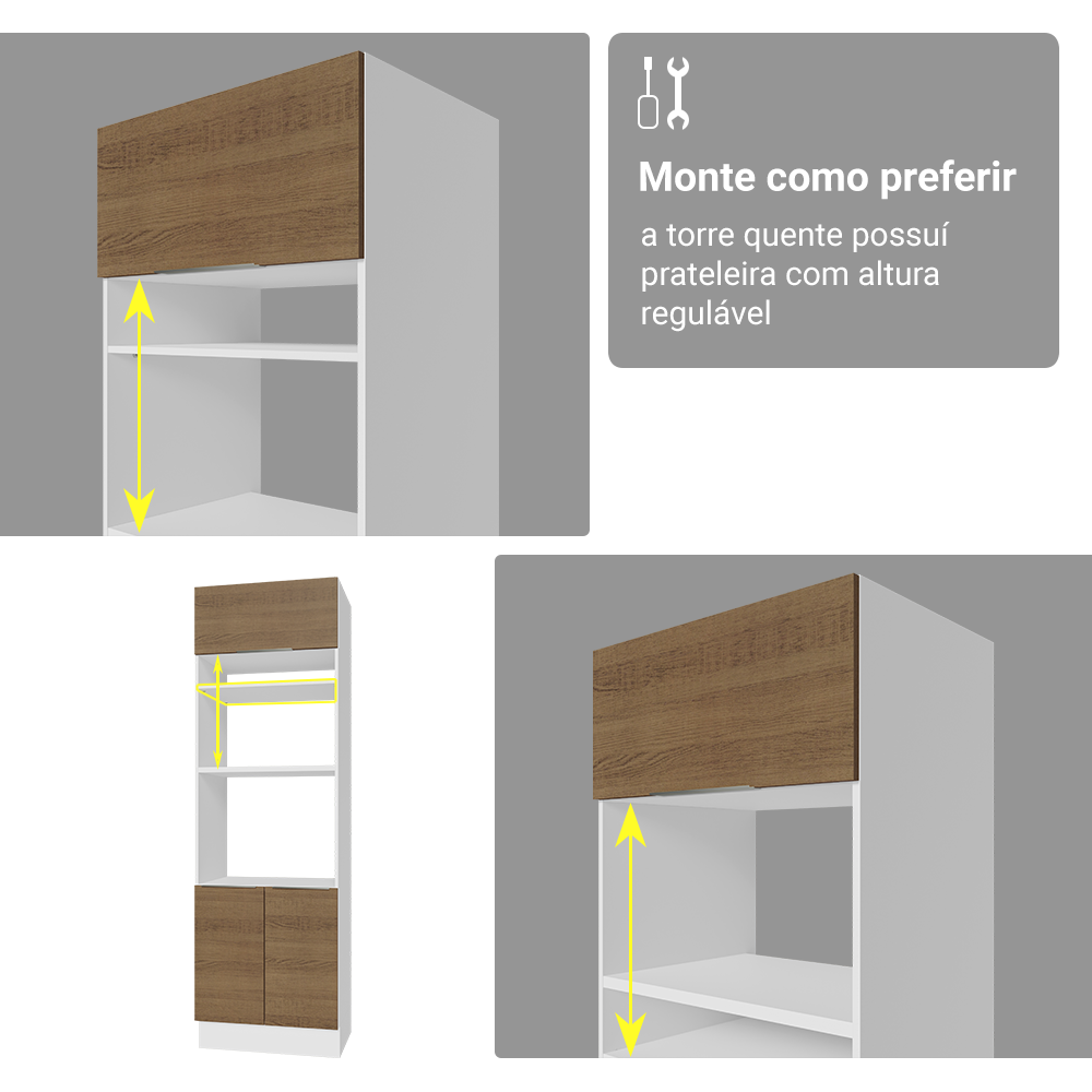 Armário de Cozinha Completa 340cm Branco/Rustic Stella Madesa 01