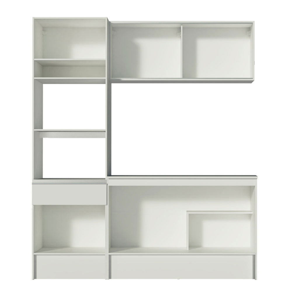 Armário de Cozinha Compacta  com Balcão e Tampo Branco Diamante Pop Madesa