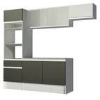 Armário de Cozinha Completa 240cm Branco/Preto/Branco Topazio Madesa 01