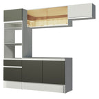 Armário de Cozinha Completa 240cm Branco/Preto/Branco Diamante Madesa 02