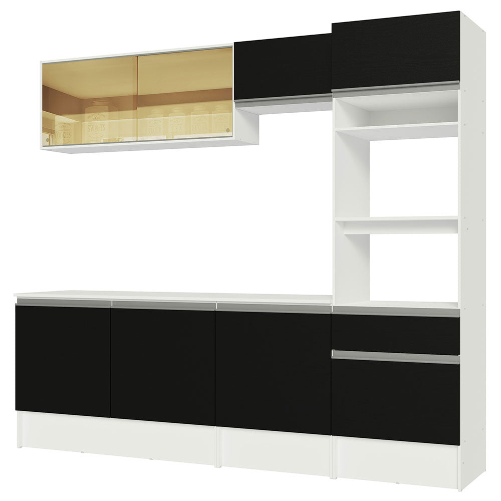 Armário de Cozinha Completa 240cm Branco/Preto Diamante Madesa 06