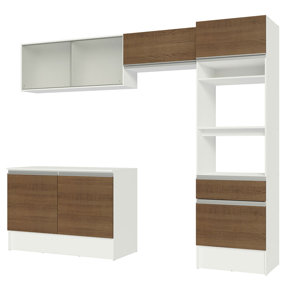 Armário de Cozinha Completa 260cm Branco/Rustic Topazio Madesa 01