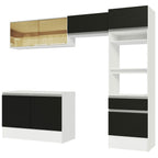 Armário de Cozinha Completa 260cm Branco/Preto Diamante Madesa 02