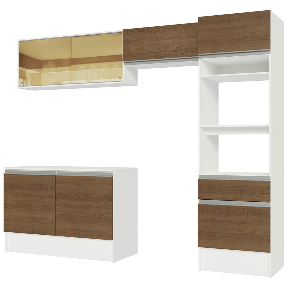 Armário de Cozinha Completa 260cm Branco/Rustic Diamante Madesa 02
