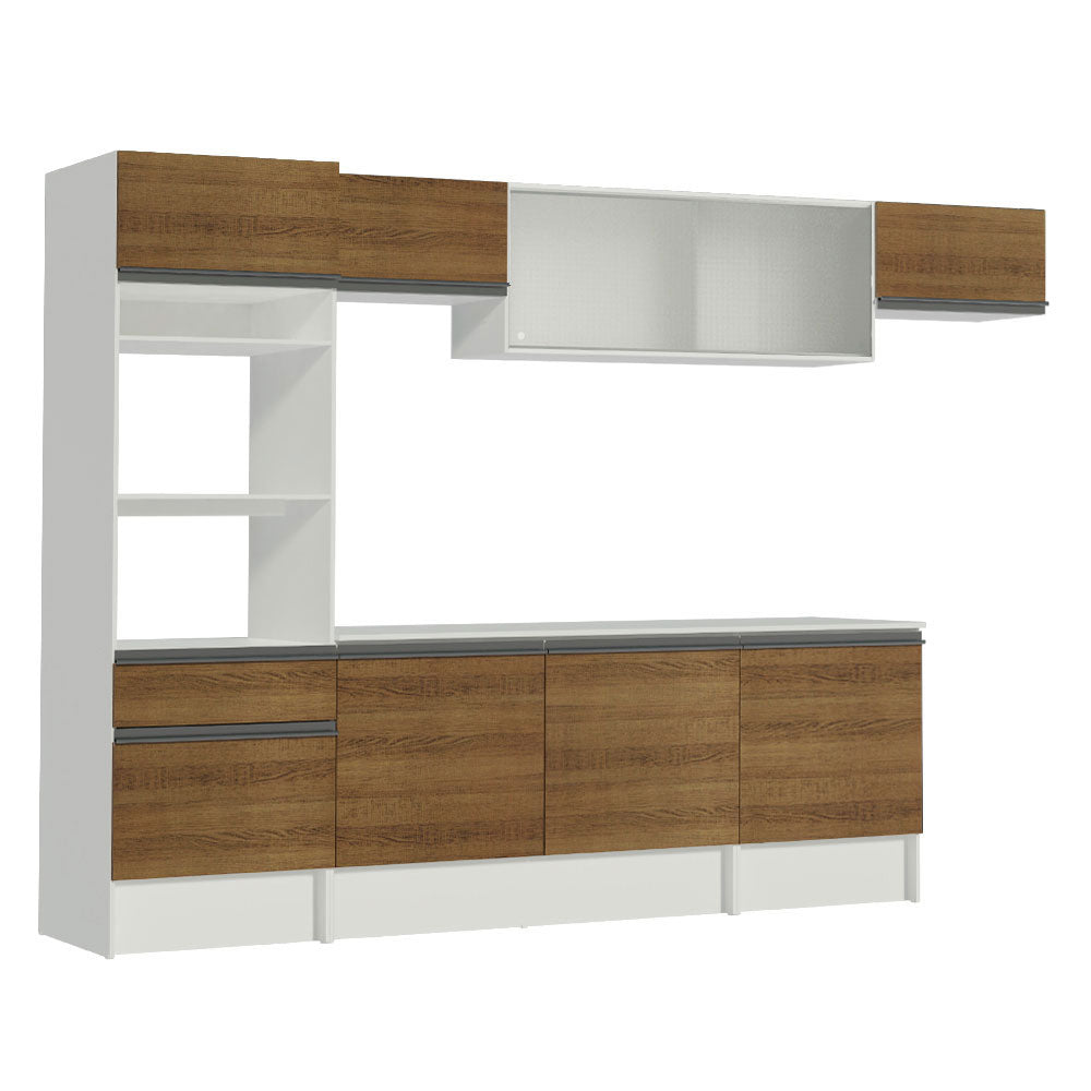 Armário de Cozinha Completa 300cm Branco/Rustic Topazio Madesa 01